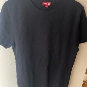 STAUD Navy Short Sleeve Top